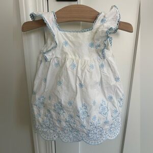 Rachel Zoe Ivory Top with Sky Blue Embroidery